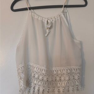 Elegant Cream Lace Trim Women's Top
